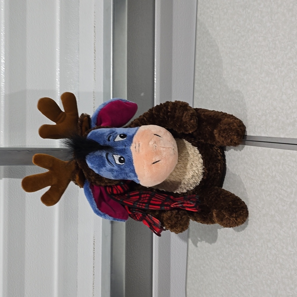 Eeyore Reindeer with Christmas Red Plaid Scarf Disney Store Exclusive NWT
